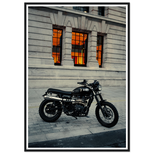 Motorcycle Parked Up Print, Framed